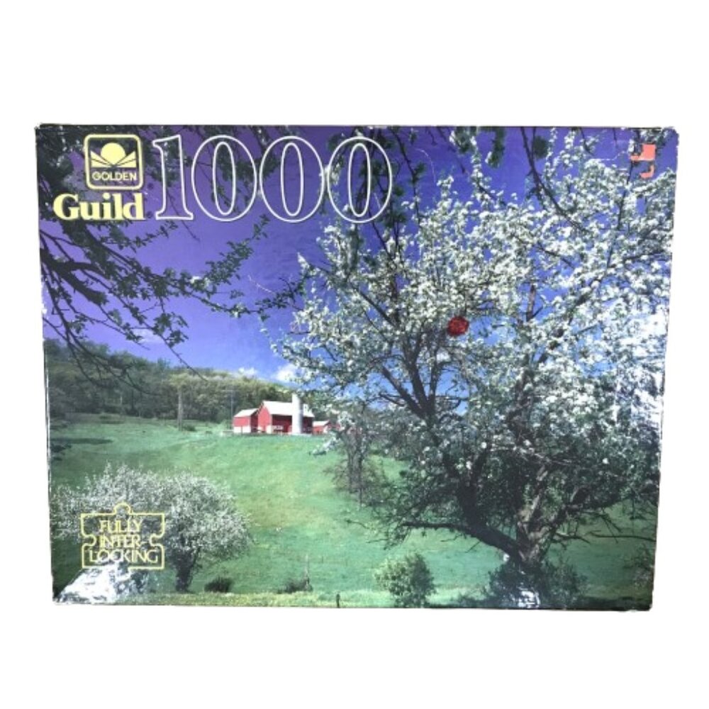 Vintage Puzzle Golden Guild Hillside Blossoms 1000 Pc 90s